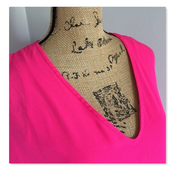 Adrienne Hot Fluorescent Pink High Low Dress Coverup Top Sz S - Picture 5 of 13